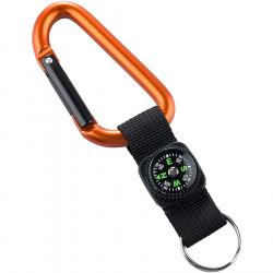 Munkees Munkees 3228 карабин 8 mm with strap, compass, keyring orange