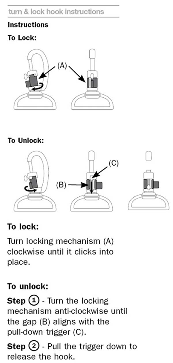 Pacsafe Turn & Lock security hooks 